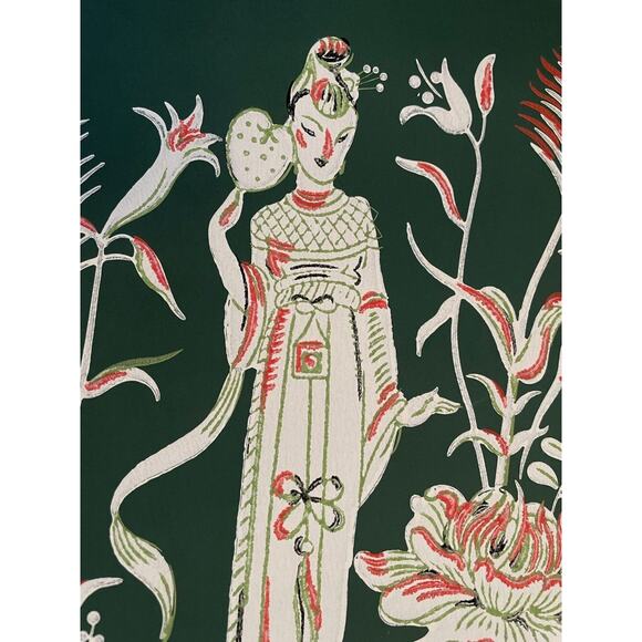 Vintage Roll 50s Wallpaper Thomas Strahan Chinoiserie Mid Century Union Made NEW - Picture 8 of 9